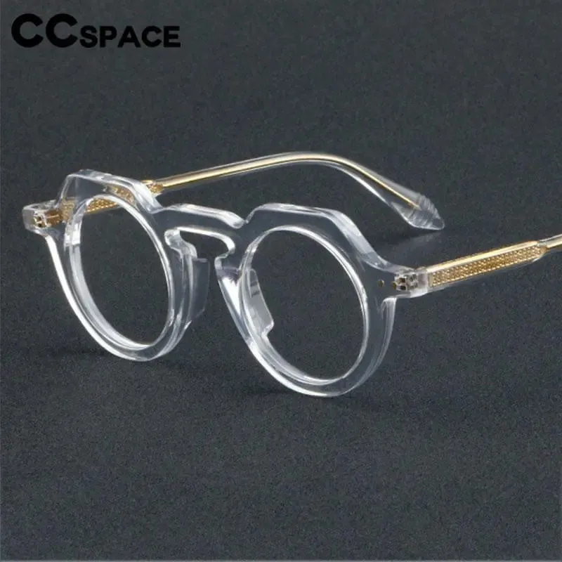 CCspace Women's Full Rim Flat Top Round Acetate Eyeglasses 56936