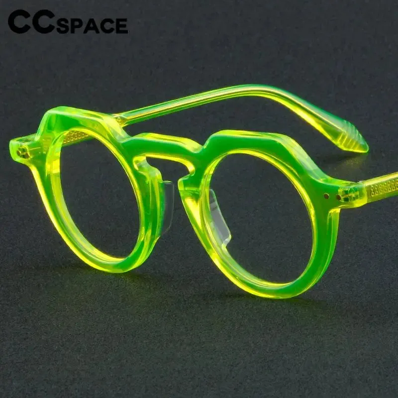 CCspace Women's Full Rim Flat Top Round Acetate Eyeglasses 56936