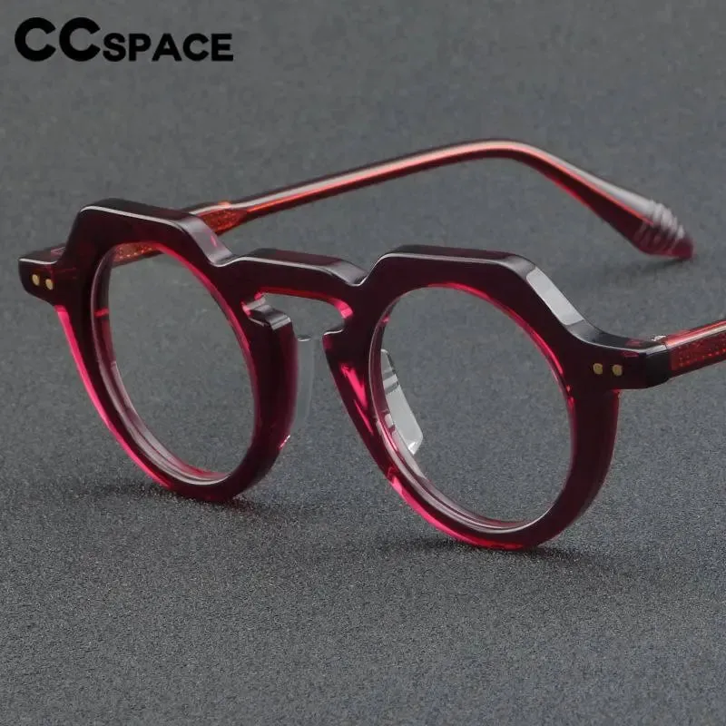 CCspace Women's Full Rim Flat Top Round Acetate Eyeglasses 56936