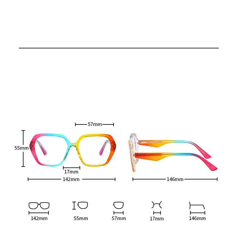 CCspace Women's Full Rim Irregular Square Tr 90 Titanium Eyeglasses 55340