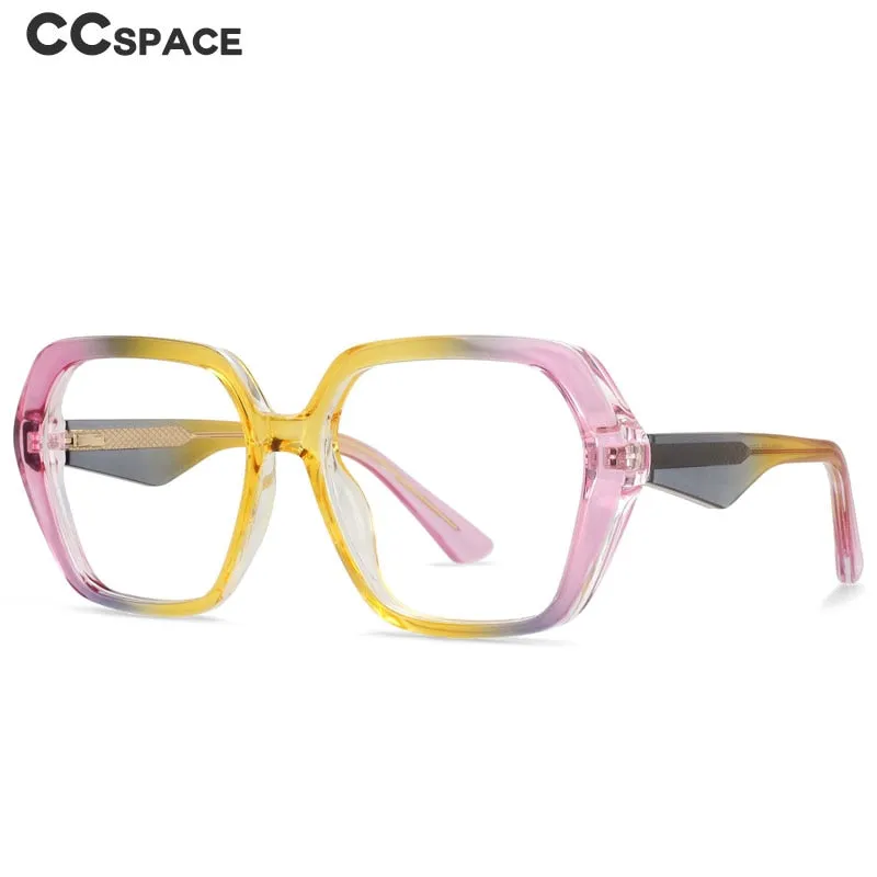 CCspace Women's Full Rim Irregular Square Tr 90 Titanium Eyeglasses 55340