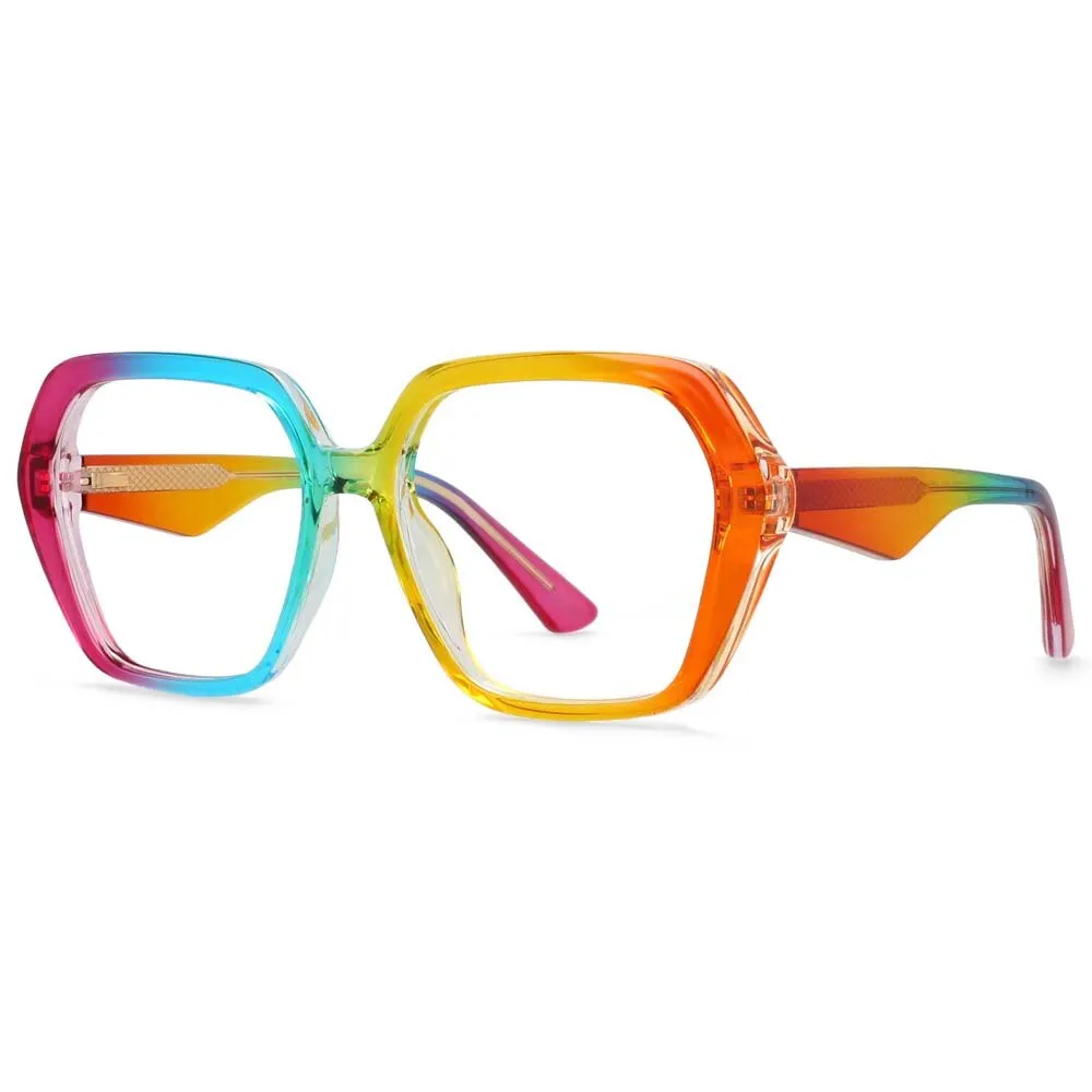 CCspace Women's Full Rim Irregular Square Tr 90 Titanium Eyeglasses 55340