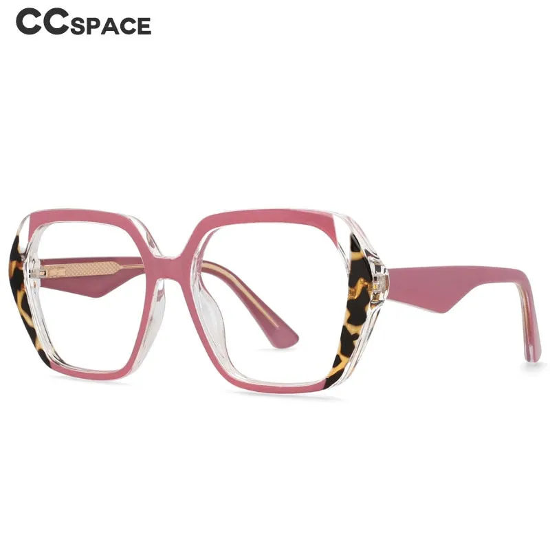 CCspace Women's Full Rim Irregular Square Tr 90 Titanium Eyeglasses 55340