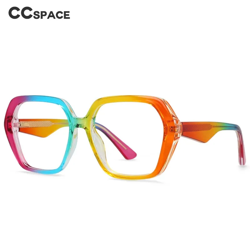 CCspace Women's Full Rim Irregular Square Tr 90 Titanium Eyeglasses 55340