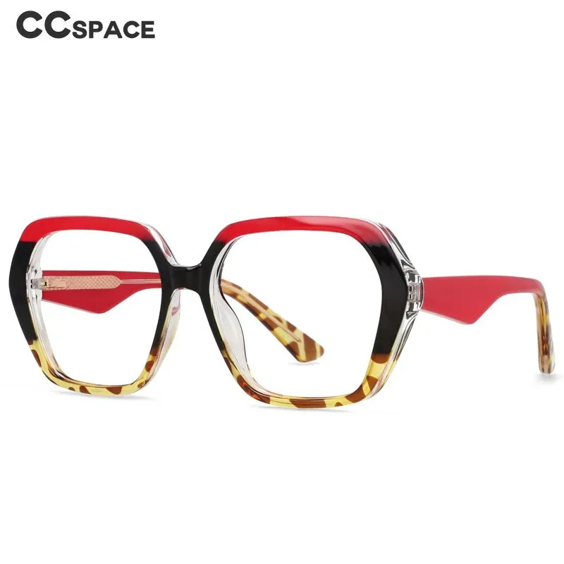 CCspace Women's Full Rim Irregular Square Tr 90 Titanium Eyeglasses 55340