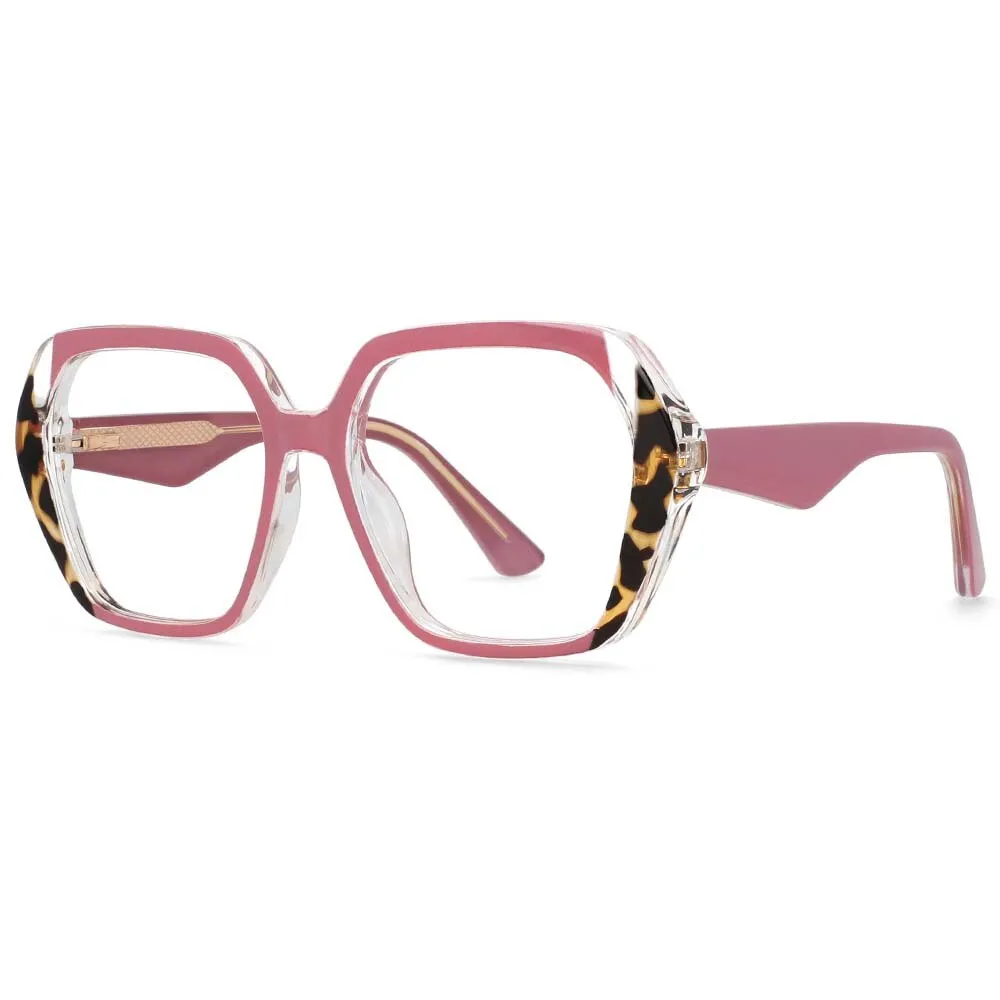 CCspace Women's Full Rim Irregular Square Tr 90 Titanium Eyeglasses 55340