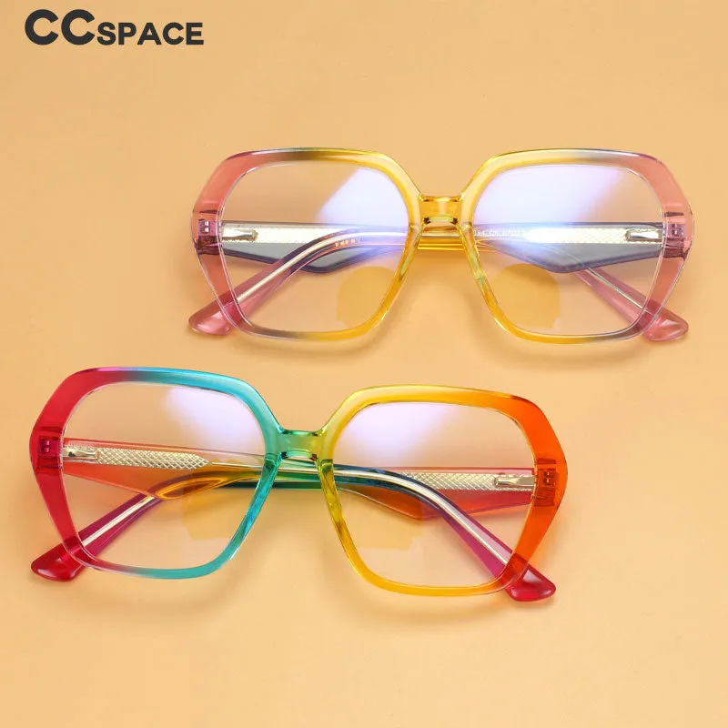 CCspace Women's Full Rim Irregular Square Tr 90 Titanium Eyeglasses 55340
