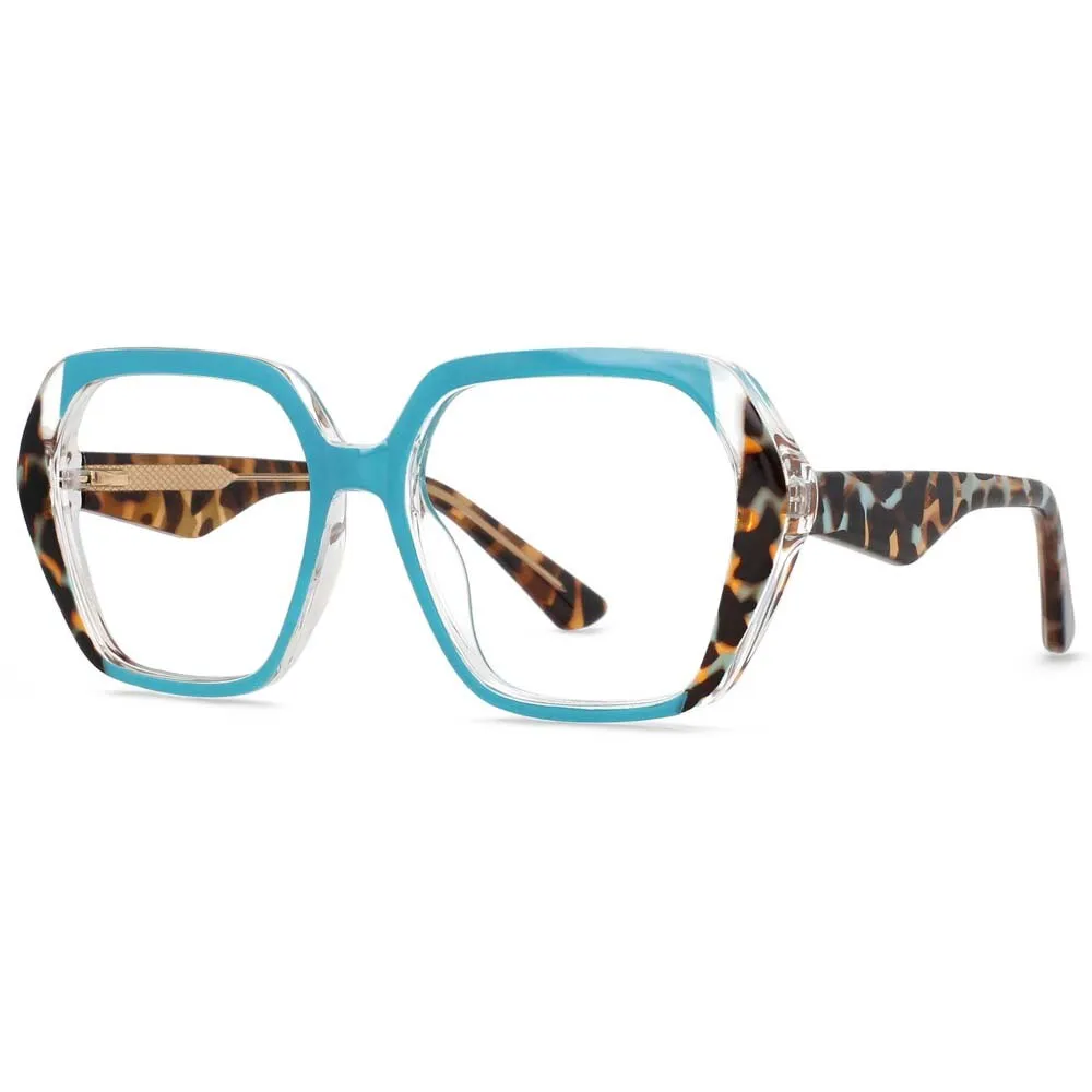 CCspace Women's Full Rim Irregular Square Tr 90 Titanium Eyeglasses 55340