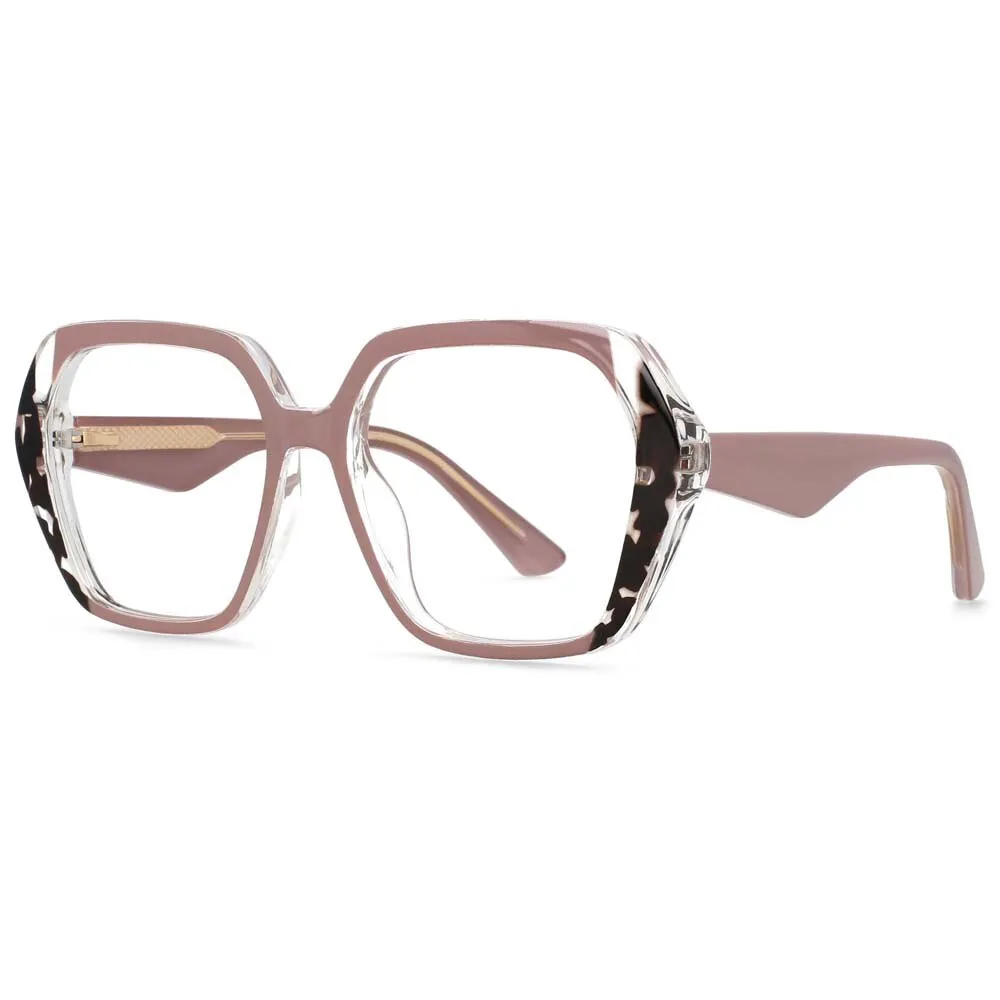 CCspace Women's Full Rim Irregular Square Tr 90 Titanium Eyeglasses 55340