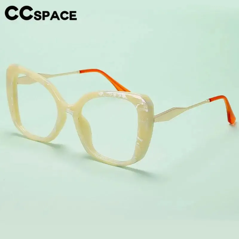CCspace Women's Full Rim Large Cat Eye Plastic Alloy Reading Glasses R57092