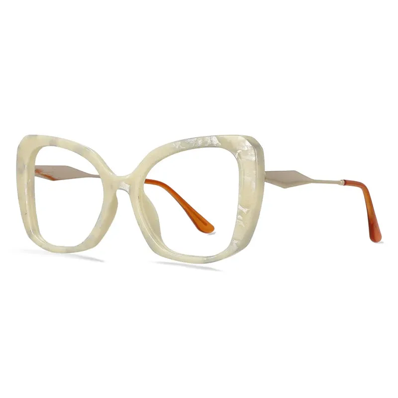 CCspace Women's Full Rim Large Cat Eye Plastic Alloy Reading Glasses R57092