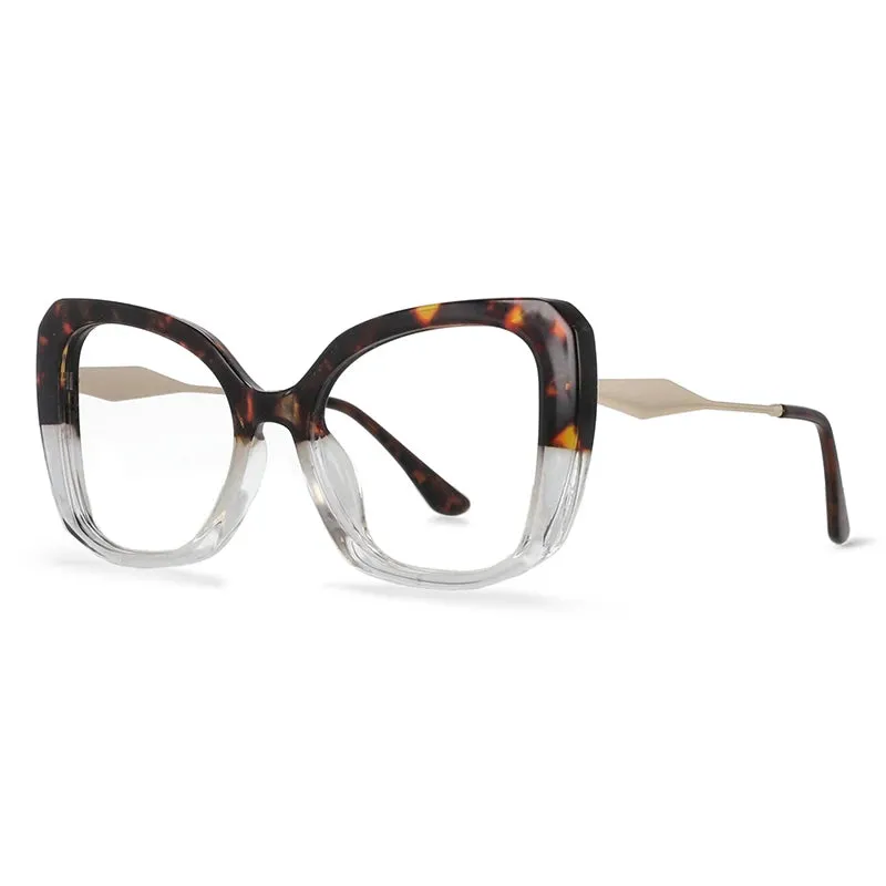 CCspace Women's Full Rim Large Cat Eye Plastic Alloy Reading Glasses R57092