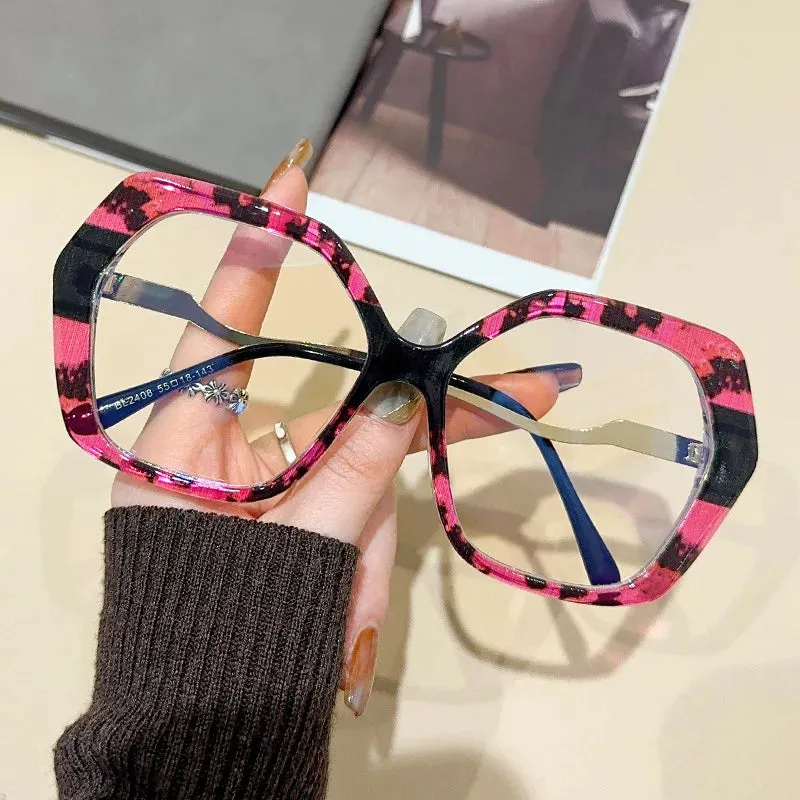 CCspace Women's Full Rim Large Polygon Plastic Eyeglasses 57426