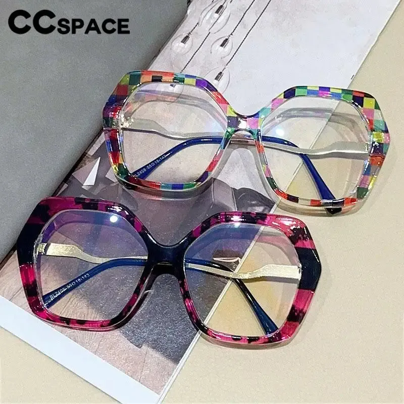 CCspace Women's Full Rim Large Polygon Plastic Eyeglasses 57426