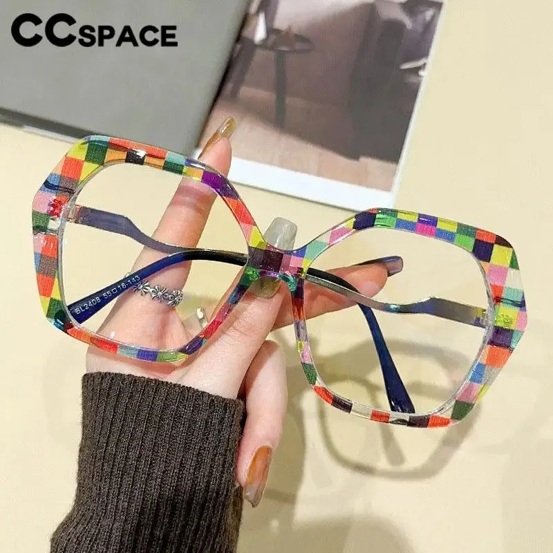 CCspace Women's Full Rim Large Polygon Plastic Eyeglasses 57426