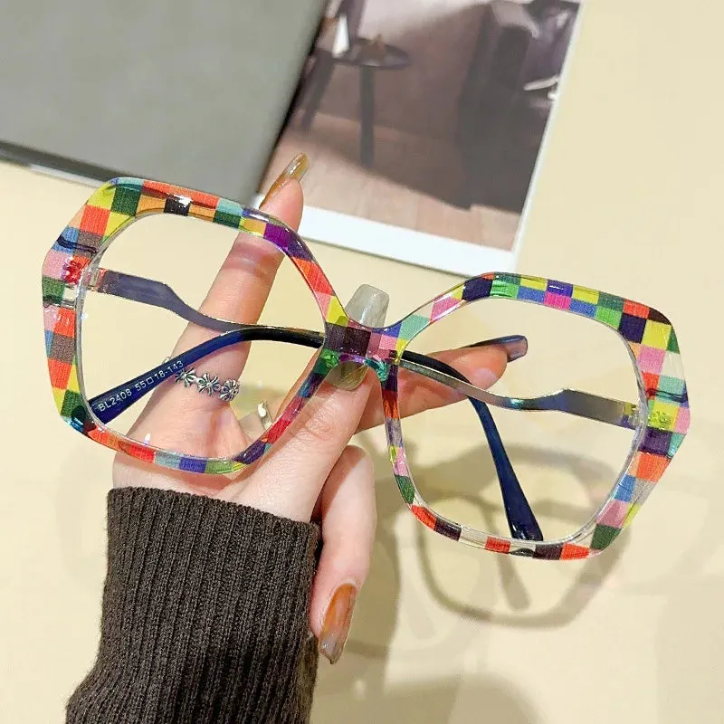 CCspace Women's Full Rim Large Polygon Plastic Eyeglasses 57426