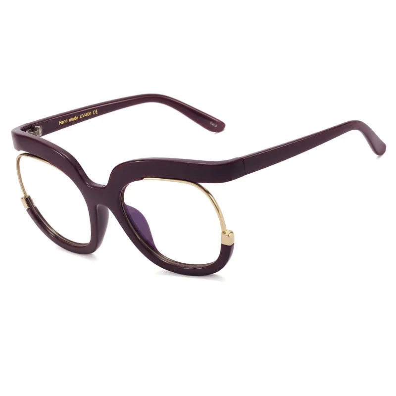 CCspace Women's Full Rim Oversized Cat Eye Resin Frame Eyeglasses 45057