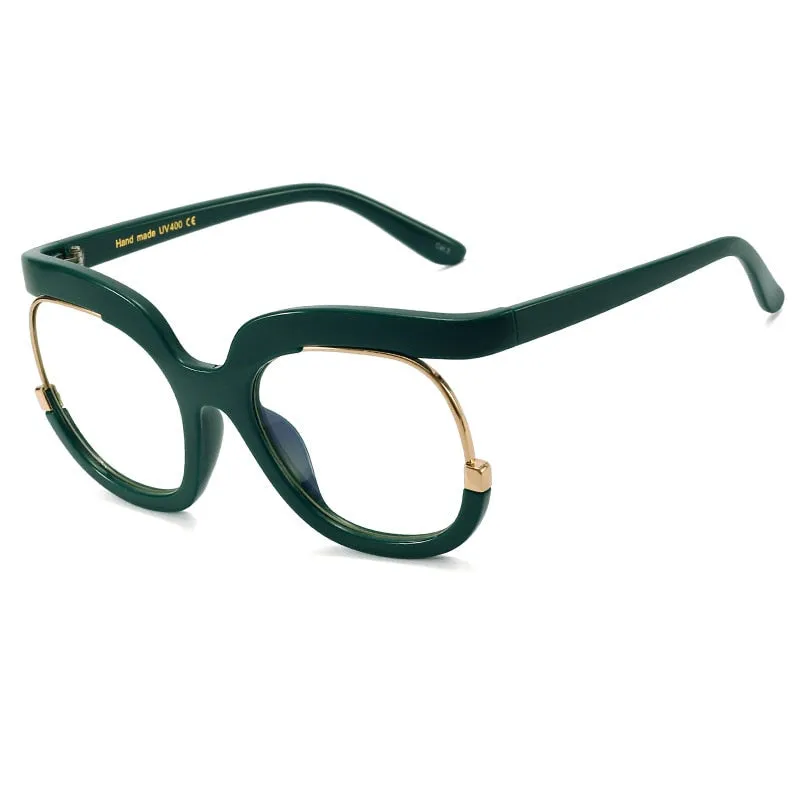 CCspace Women's Full Rim Oversized Cat Eye Resin Frame Eyeglasses 45057