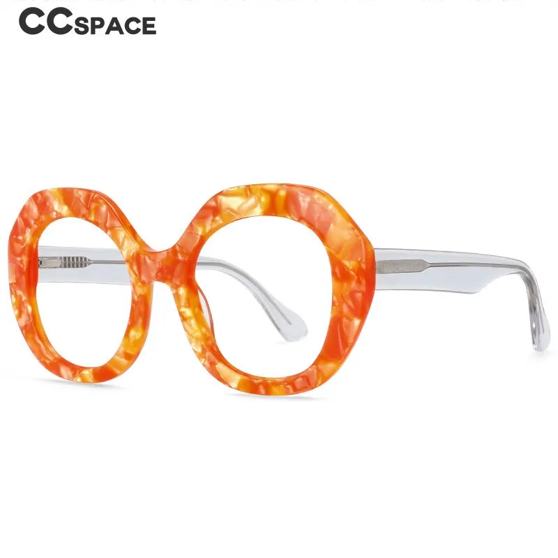 CCspace Women's Full Rim Oversized Round Acetate Frame Eyeglasses 54069