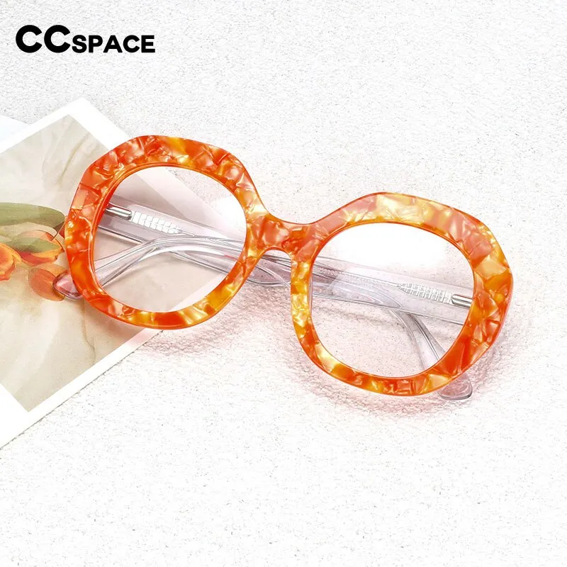 CCspace Women's Full Rim Oversized Round Acetate Frame Eyeglasses 54069