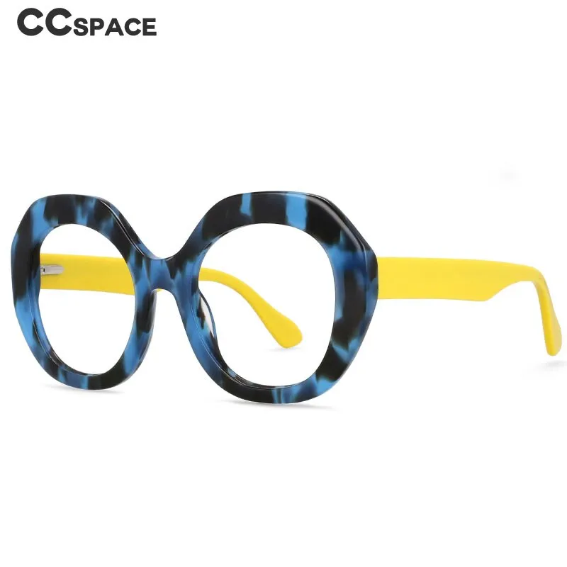 CCspace Women's Full Rim Oversized Round Acetate Frame Eyeglasses 54069