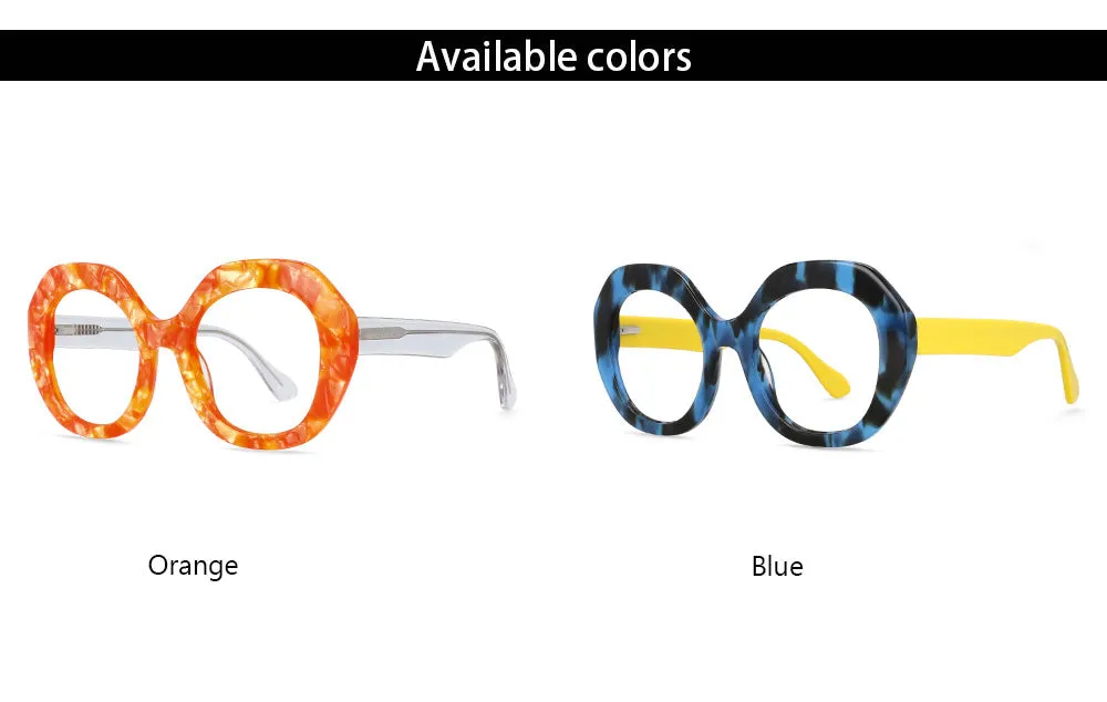 CCspace Women's Full Rim Oversized Round Acetate Frame Eyeglasses 54069