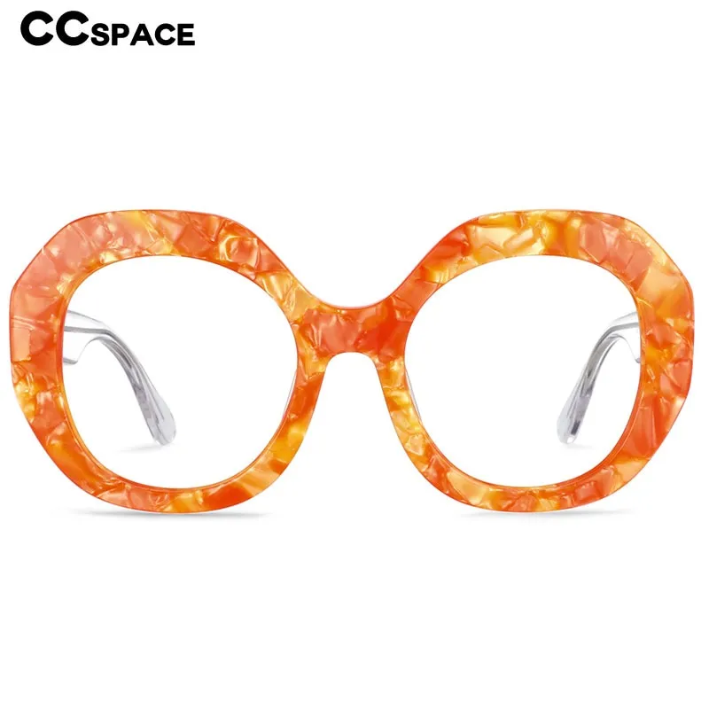 CCspace Women's Full Rim Oversized Round Acetate Frame Eyeglasses 54069