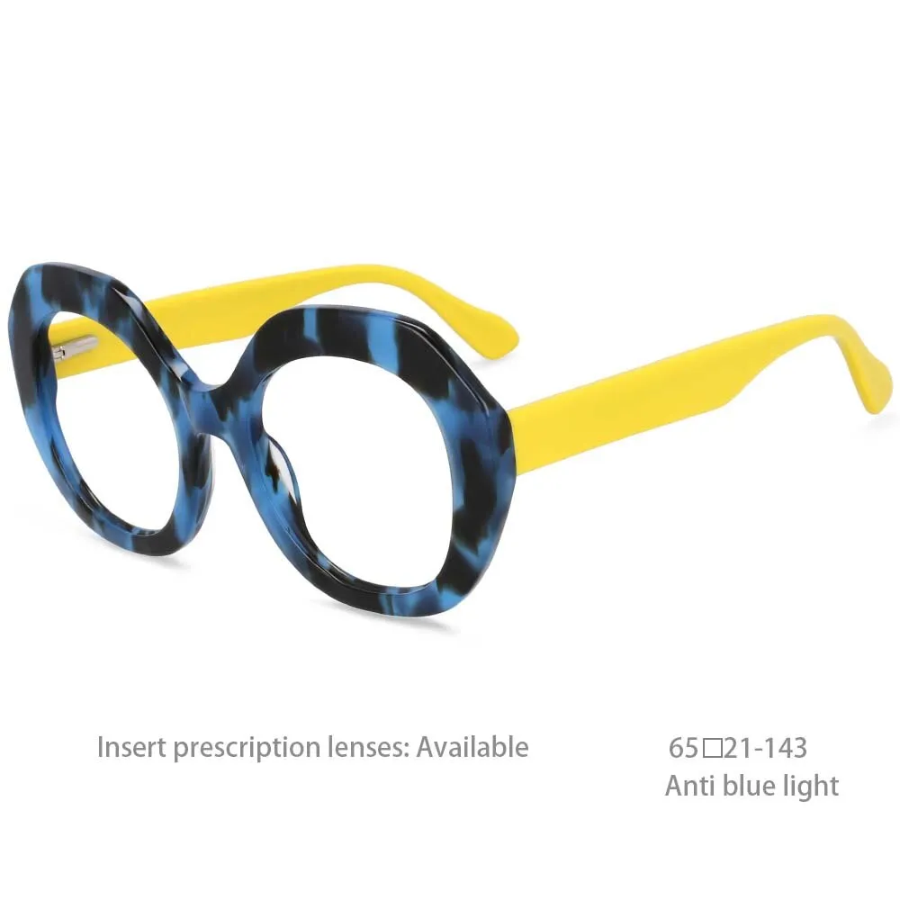 CCspace Women's Full Rim Oversized Round Acetate Frame Eyeglasses 54069