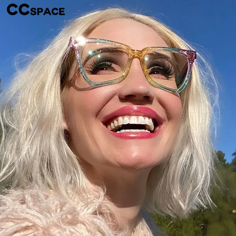 CCspace Women's Full Rim Oversized Square Tr 90 Titanium Frame Eyeglasses  53838