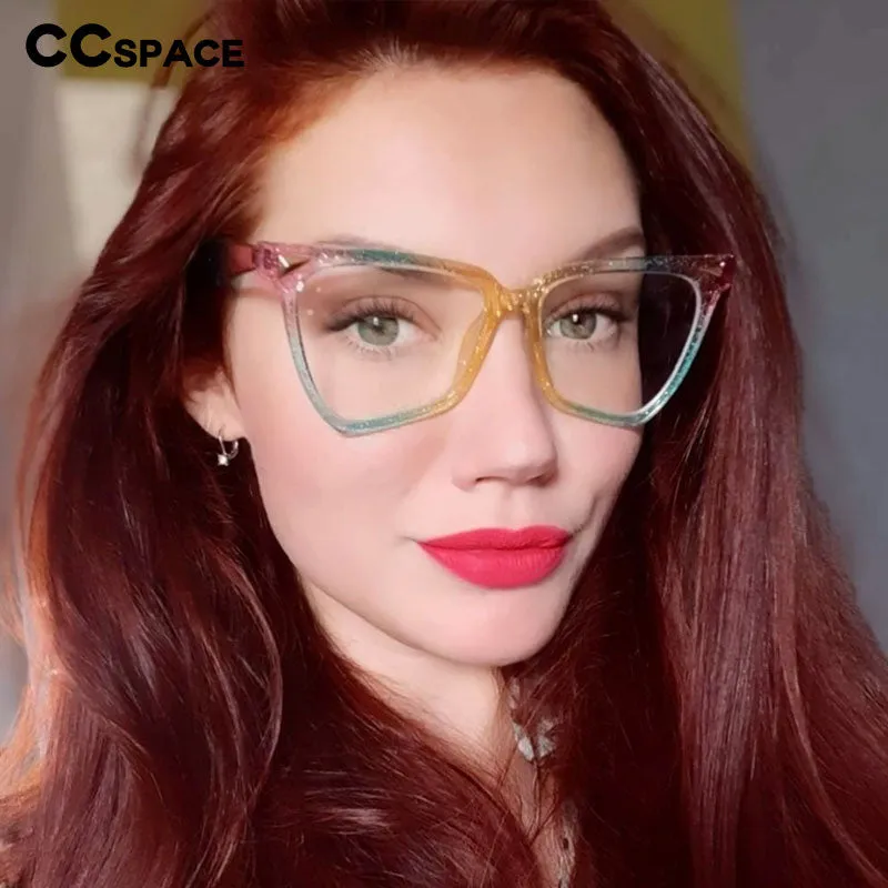 CCspace Women's Full Rim Oversized Square Tr 90 Titanium Frame Eyeglasses  53838