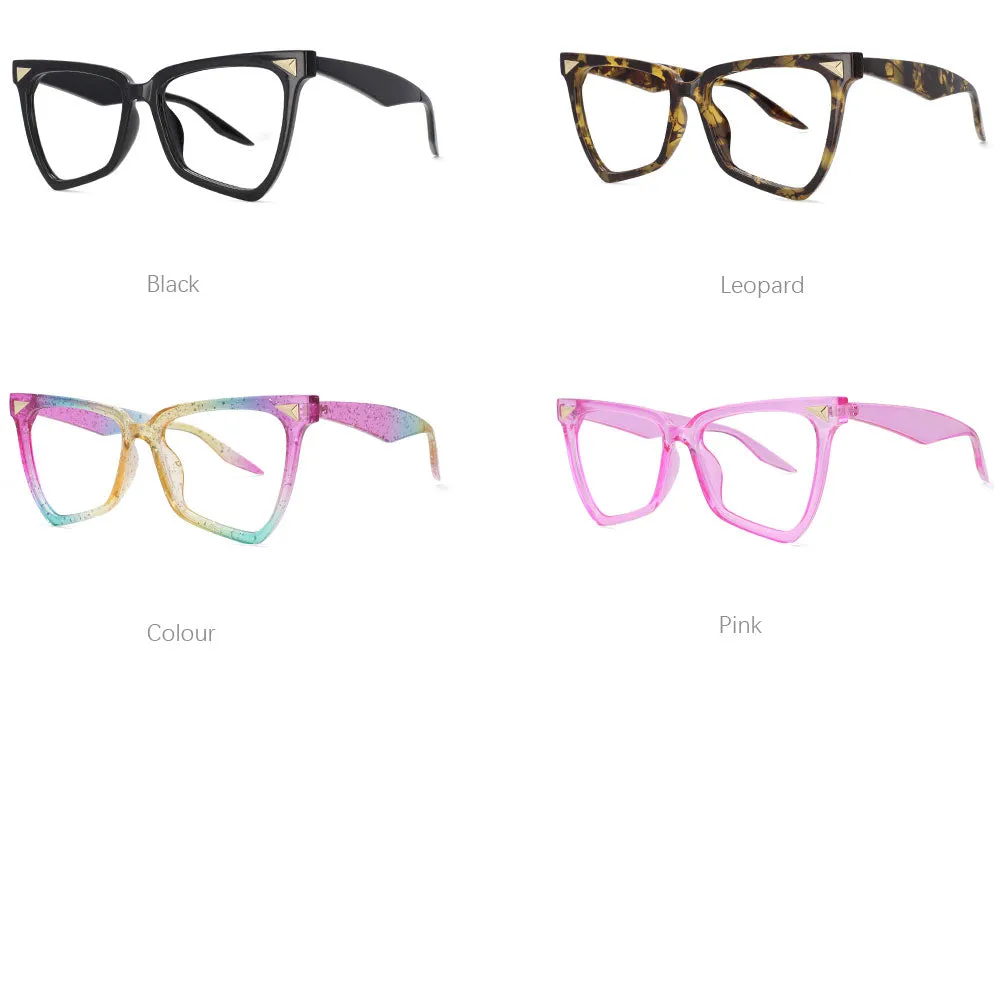 CCspace Women's Full Rim Oversized Square Tr 90 Titanium Frame Eyeglasses  53838