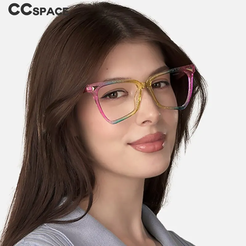 CCspace Women's Full Rim Oversized Square Tr 90 Titanium Frame Eyeglasses  53838