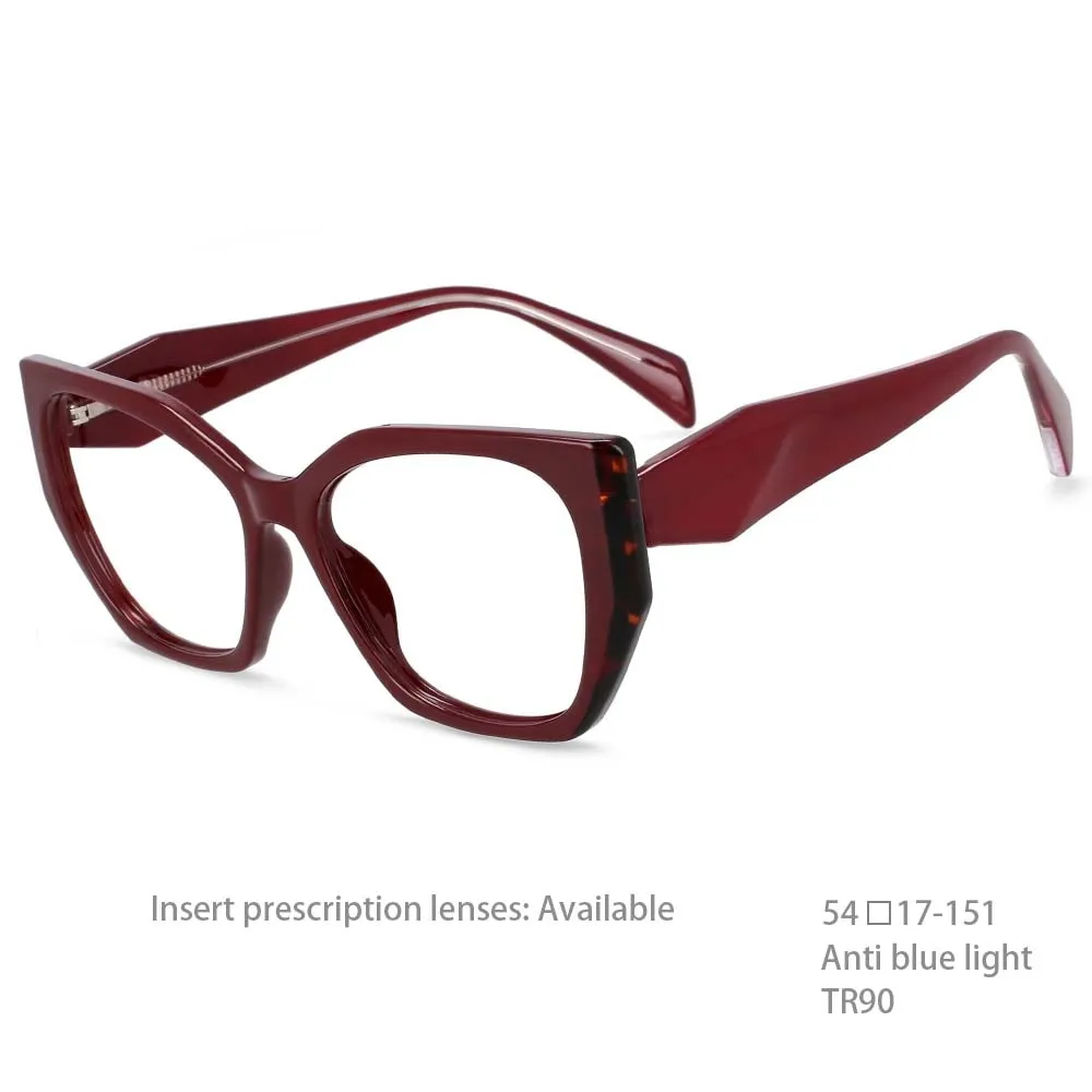 CCspace Women's Full Rim Oversized Square Tr 90 Titanium Frame Eyeglasses 54397