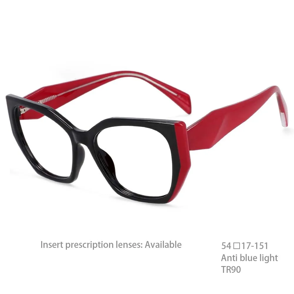 CCspace Women's Full Rim Oversized Square Tr 90 Titanium Frame Eyeglasses 54397