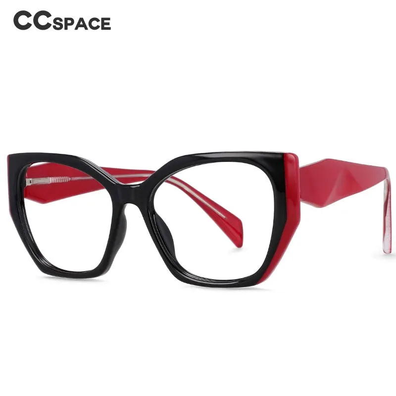 CCspace Women's Full Rim Oversized Square Tr 90 Titanium Frame Eyeglasses 54397