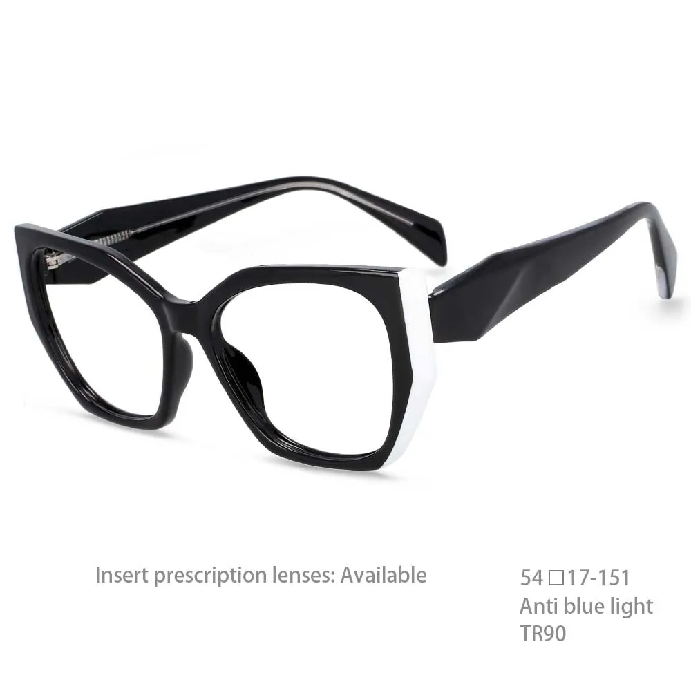 CCspace Women's Full Rim Oversized Square Tr 90 Titanium Frame Eyeglasses 54397