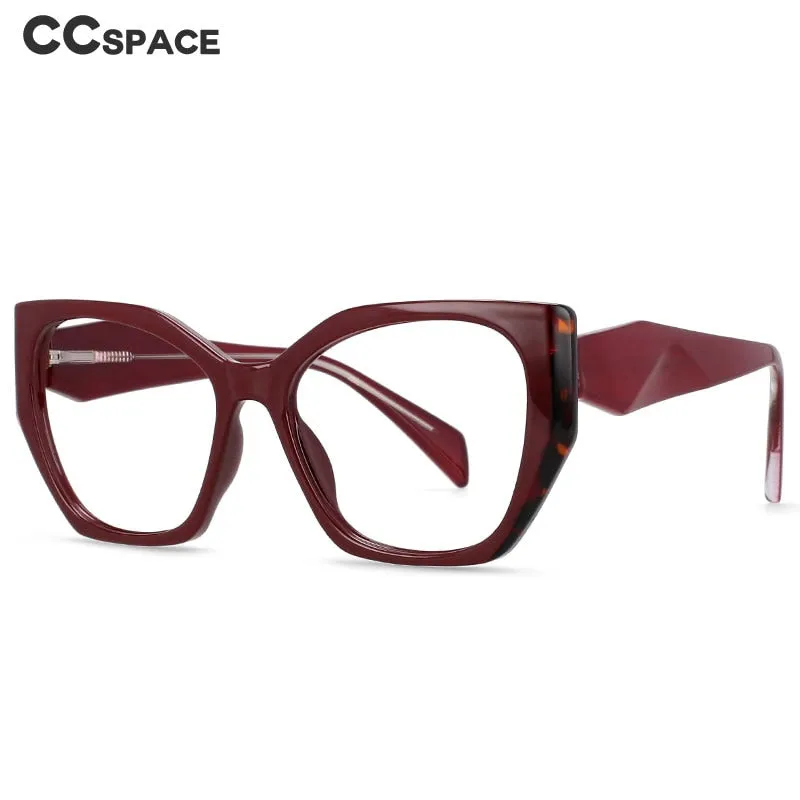 CCspace Women's Full Rim Oversized Square Tr 90 Titanium Frame Eyeglasses 54397