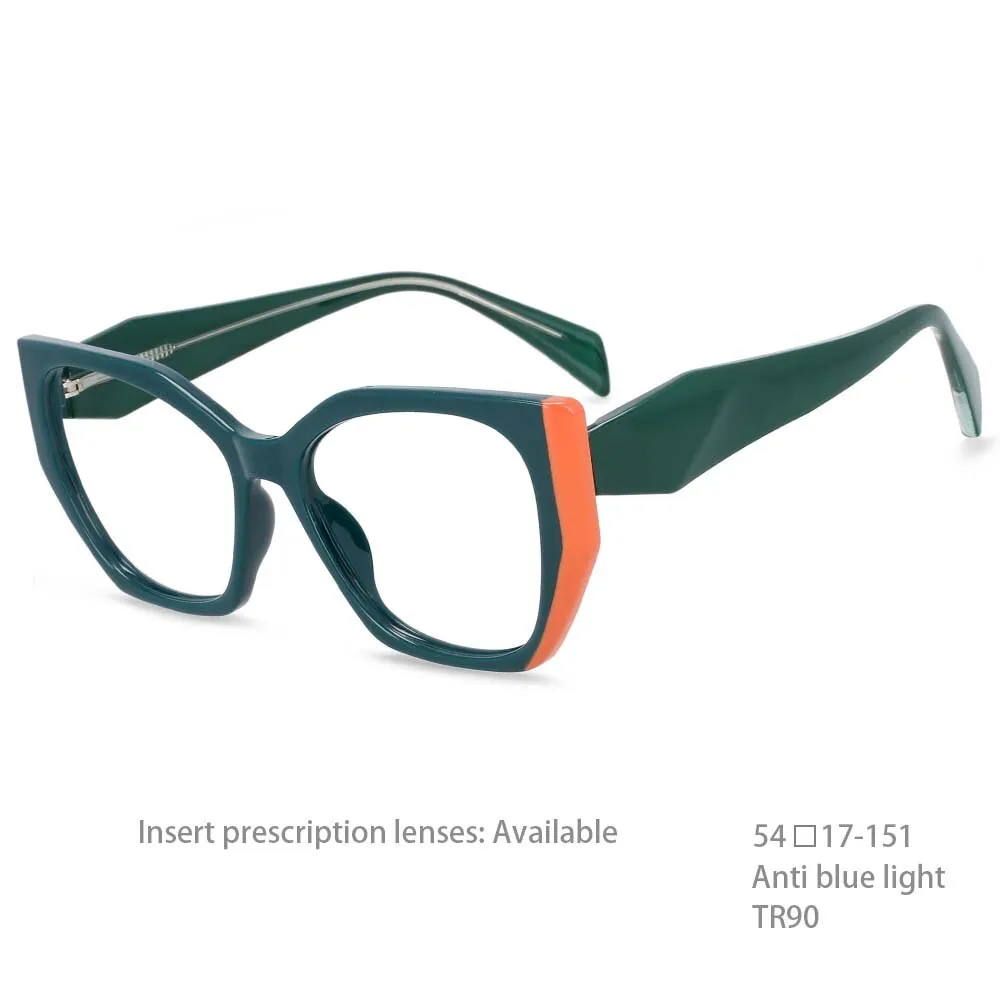 CCspace Women's Full Rim Oversized Square Tr 90 Titanium Frame Eyeglasses 54397