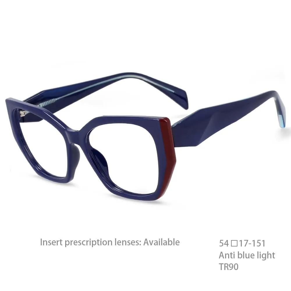 CCspace Women's Full Rim Oversized Square Tr 90 Titanium Frame Eyeglasses 54397
