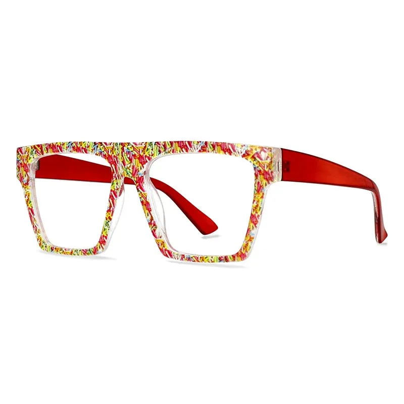 CCspace Women's Full Rim Plastic Large Square Reading Glasses R57093