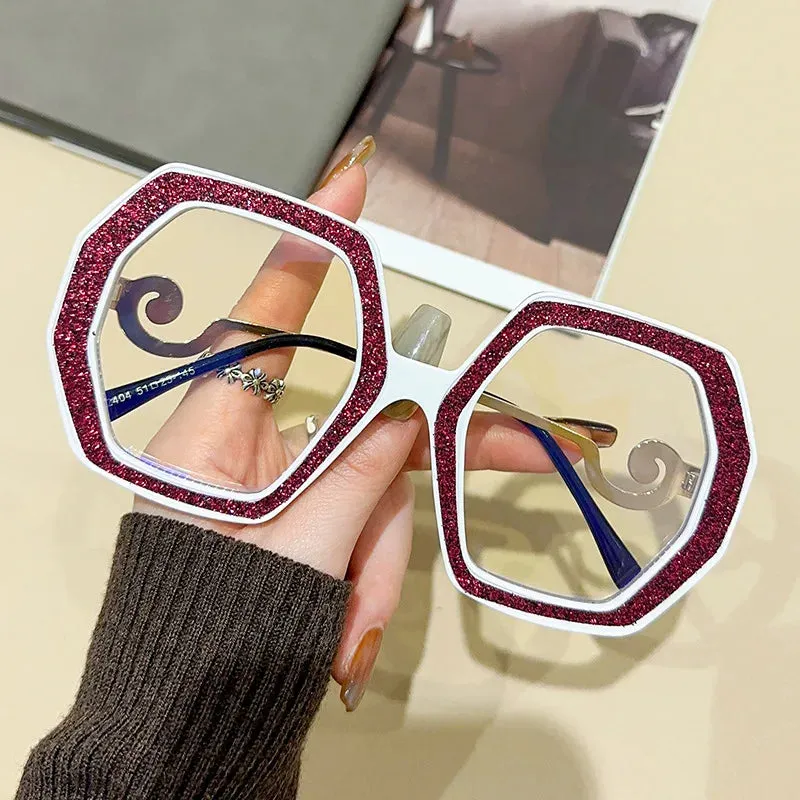 CCspace Women's Full Rim Polygon Plastic Eyeglasses 57423