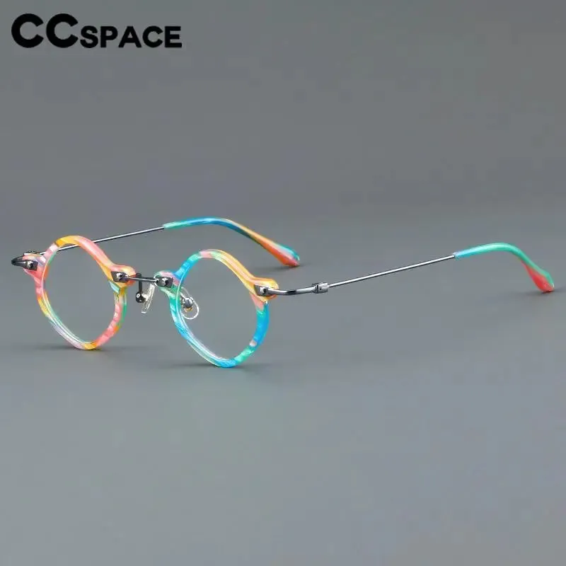 CCspace Women's Full Rim Round Acetate Alloy Eyeglasses 57170