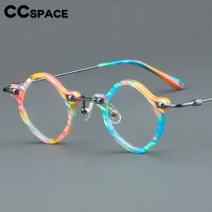 CCspace Women's Full Rim Round Acetate Alloy Eyeglasses 57170