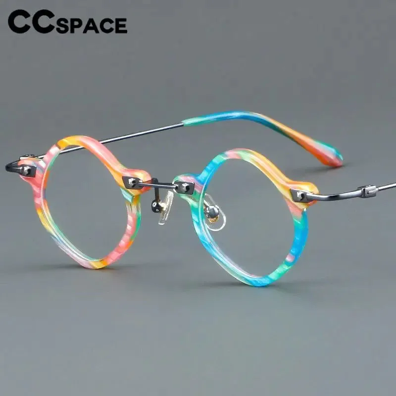 CCspace Women's Full Rim Round Acetate Alloy Eyeglasses 57170