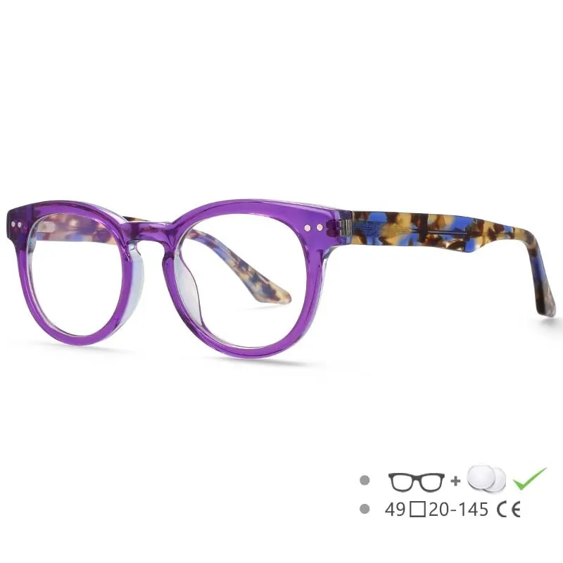CCspace Women's Full Rim Round Acetate Eyeglasses 55215