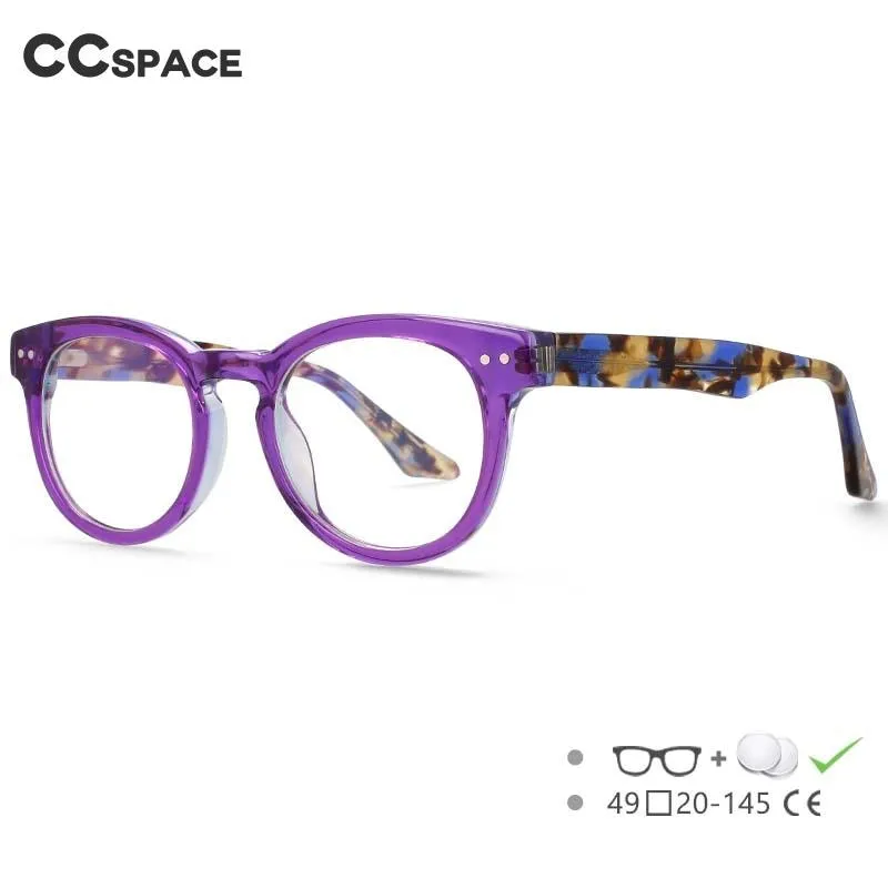 CCspace Women's Full Rim Round Acetate Eyeglasses 55215