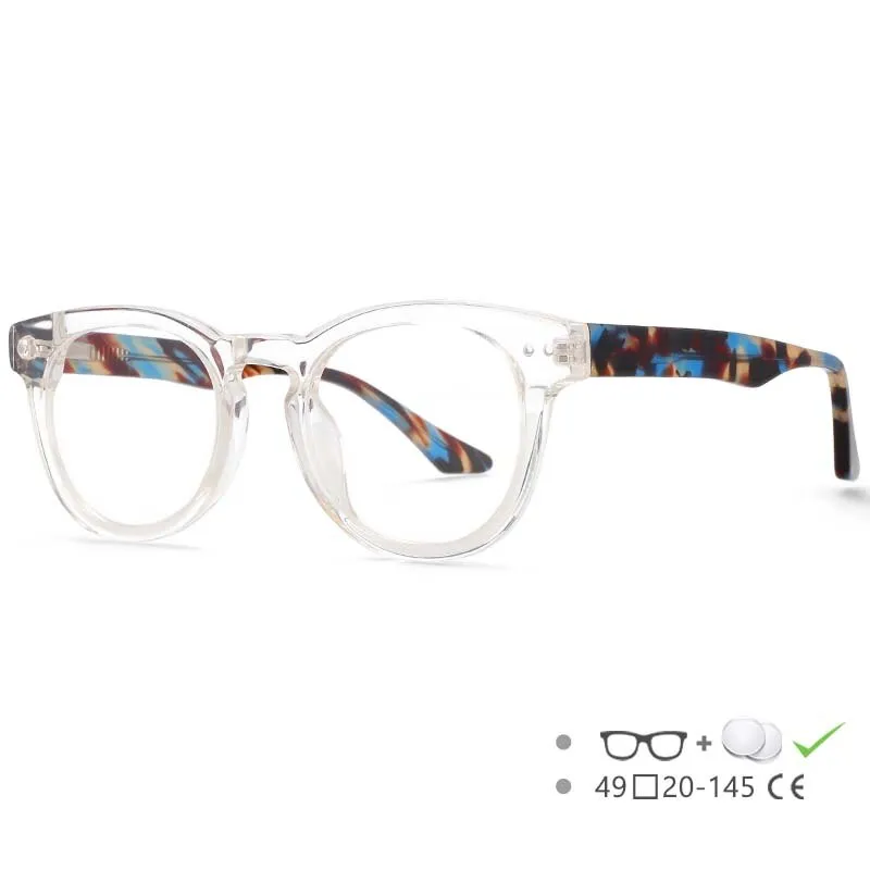 CCspace Women's Full Rim Round Acetate Eyeglasses 55215
