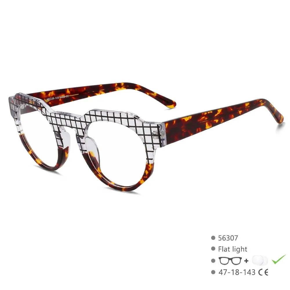 CCspace Women's Full Rim Round Acetate Reading Glasses R56307