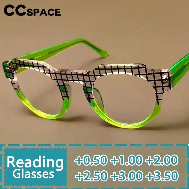 CCspace Women's Full Rim Round Acetate Reading Glasses R56307