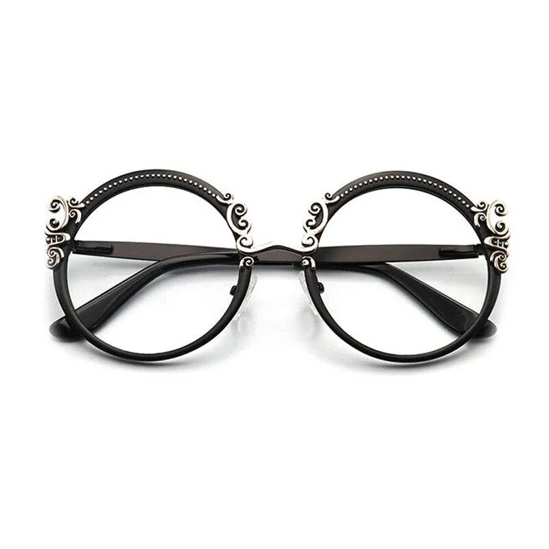 CCspace Women's Full Rim Round Alloy Eyeglasses 53265